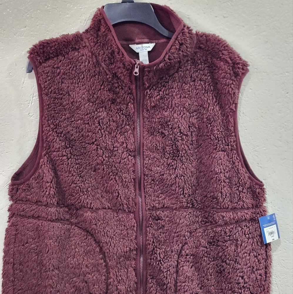 New Arizona Sherpa Vest With pockets, Chocolate‎ Cherry